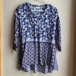 Habitat Blue Abstract Print Tunic Size XS